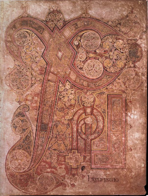 unknow artist Chi-Rho page from the Book of Kells